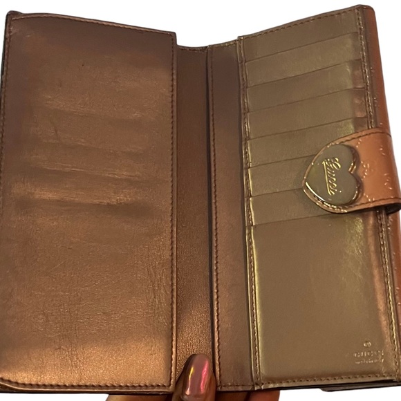 GUCCI Shine Rose Beige Guccissima Patent Leather Wallet - Picture 12 of 16